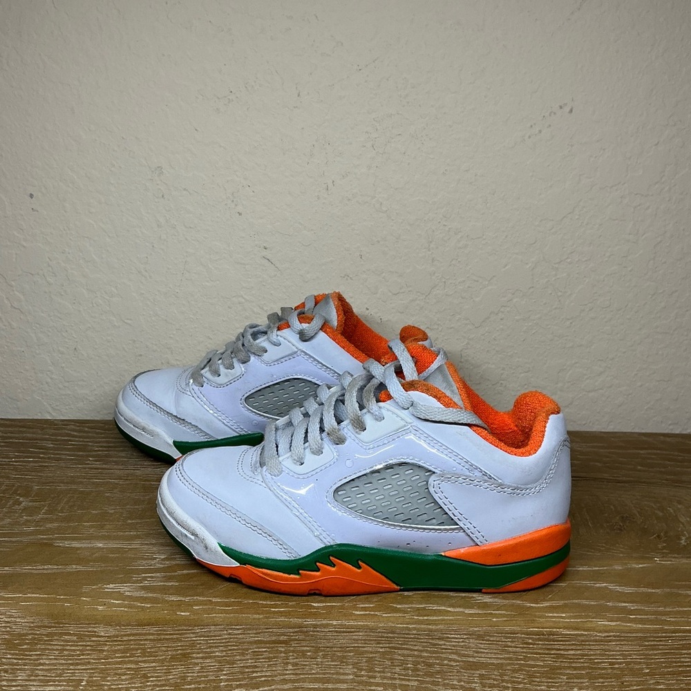 Air Jordan 5 Retro Low GS 'Hurricanes' Size 12C, Grey, Orange, Green, White